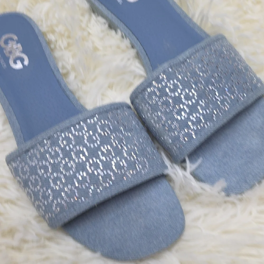GBG Los Angeles Light Blue Slide Sandals